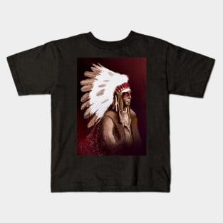 Chief Native Warrior Art | Tribal-Inspired Illustration" Kids T-Shirt